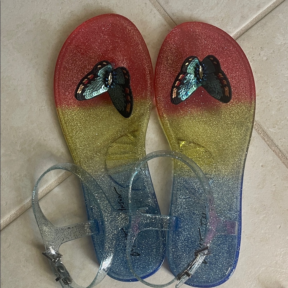 Colorful Glitter Sandals with Butterfly Design